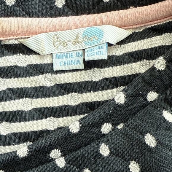 Boden Dott Polka Dot Quilted Sweater Shift Dress Black White Size 10 Long - Picture 8 of 13